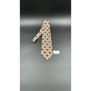 Vintage J. Riggings Harlequin Diamond Silk Tie Brown Taupe Geometric Necktie